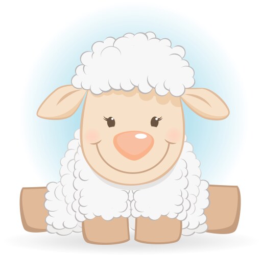 Cute funny sheep cartoon character vector image