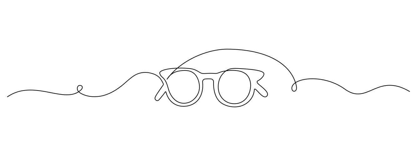 one continuous line drawing of eye glasses vector image