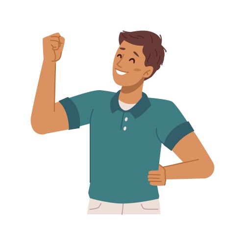 preteen kid gesturing shwowing muscles on arm vector image