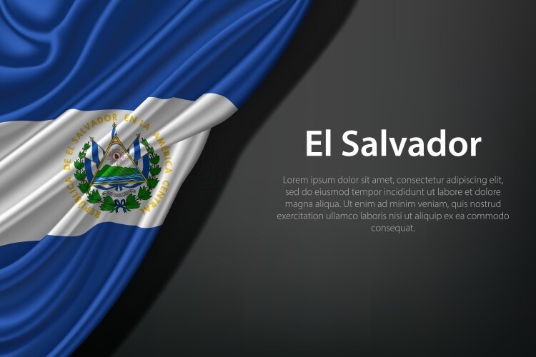 Waving el salvador flag on dark background vector image