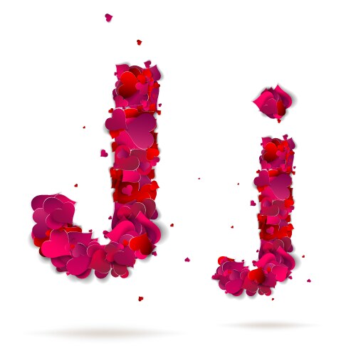 Letter j made from hearts love alphabet vector image