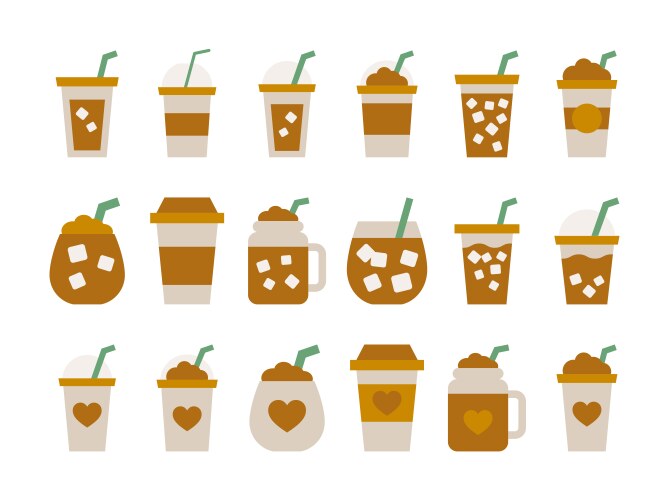 Iced coffee cup icon flat design mug vector image