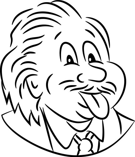 Albert einstein sticking tongue out cartoon black vector image