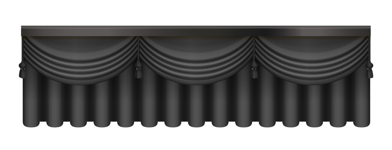 Black classic curtains with 3d drapery vector image