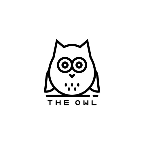 Icon or owl logo in thin line style vector image