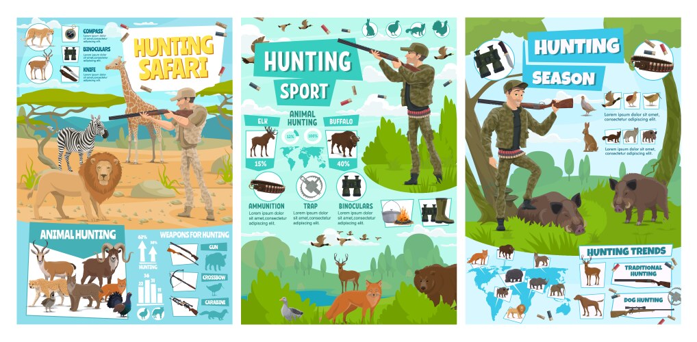 hunting season animals african safari sport hunt vector image