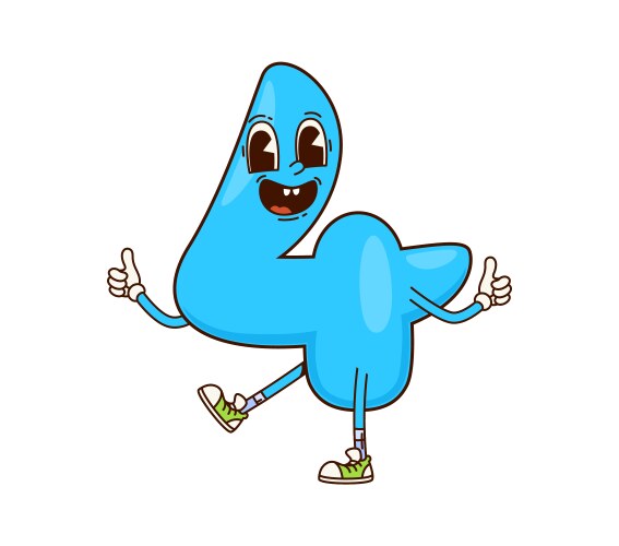 Groovy math number 4 four character with thumb up vector image