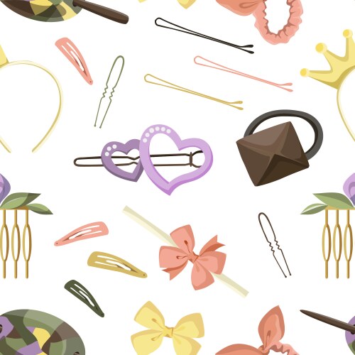 Hair accessories object set pattern vector image