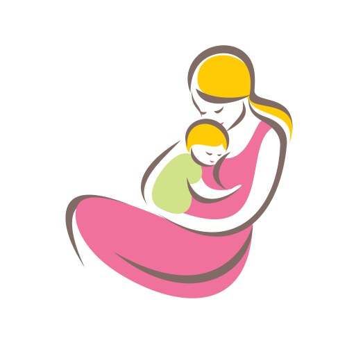 mother and baby stylized symbol mom huges her vector image