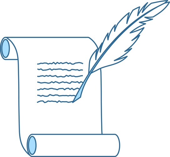 Feather and scroll icon vector image