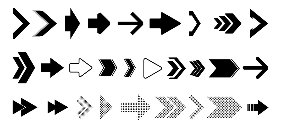 set black arrows vector image