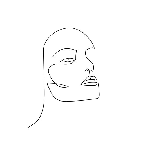 Continuous line abstract portrait hand drawn vector image