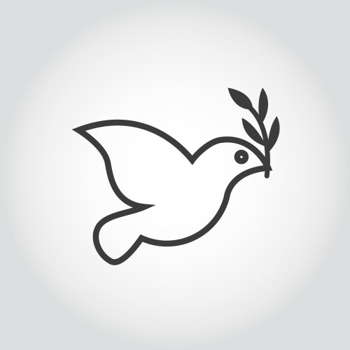 White dove icon on grey background vector image