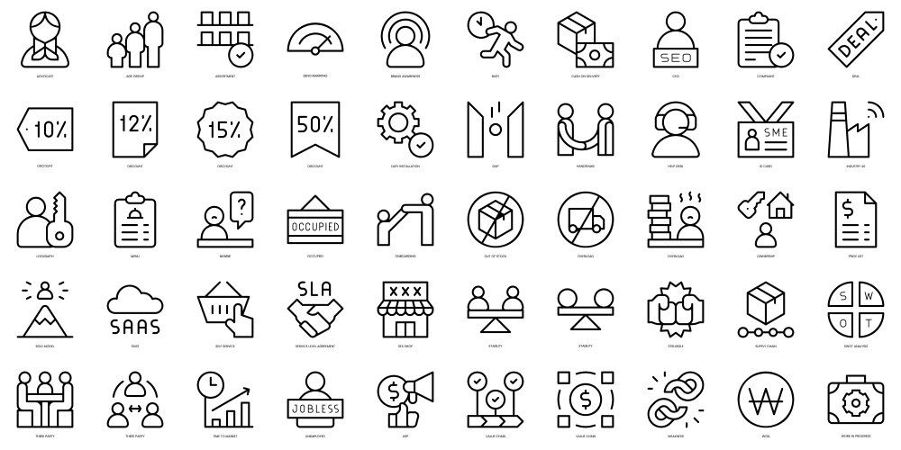 set of thin line business icons vector image