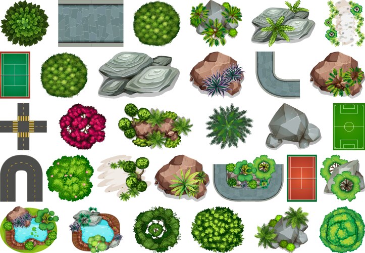 Set garden element vector image