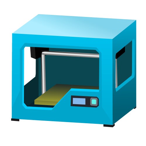 Cartoon 3d printer isolated on white background vector image