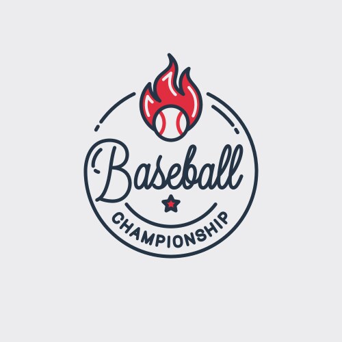 baseball championship logo round linear ball vector image