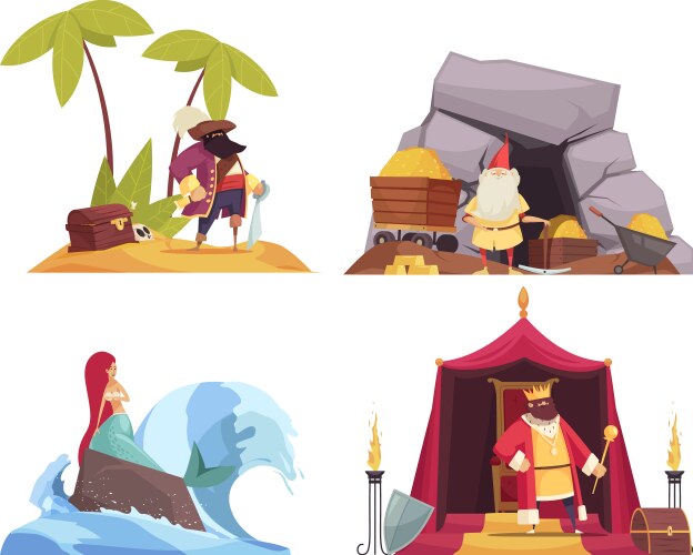 fairy tale characters concept icons set vector image