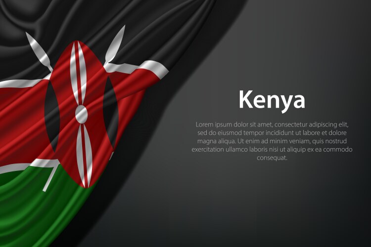 Waving kenya flag on dark background vector image