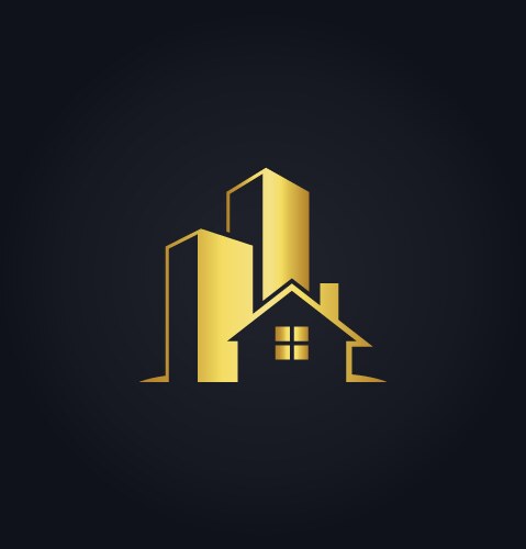 Gold building house logo vector image