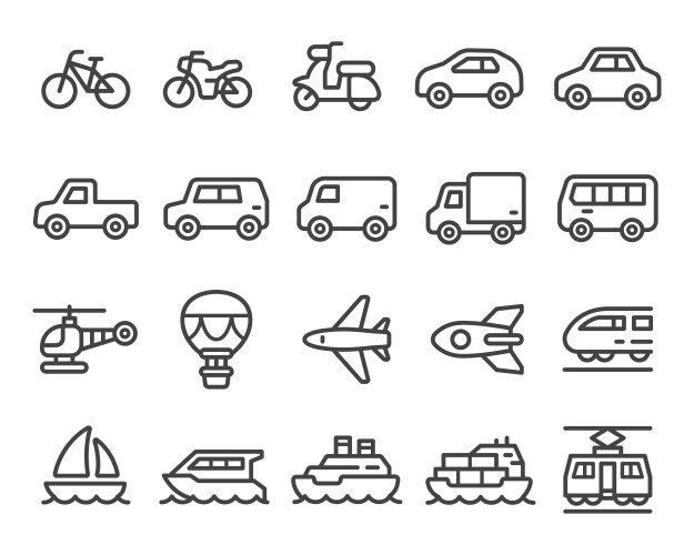 vehicle line icon set vector image