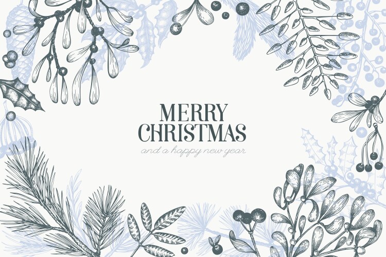 Christmas hand drawn greeting card template vector image