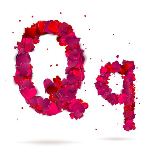 Letter q made from hearts love alphabet vector image