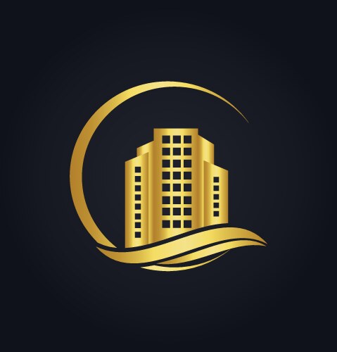 Gold building town cityscape logo vector image