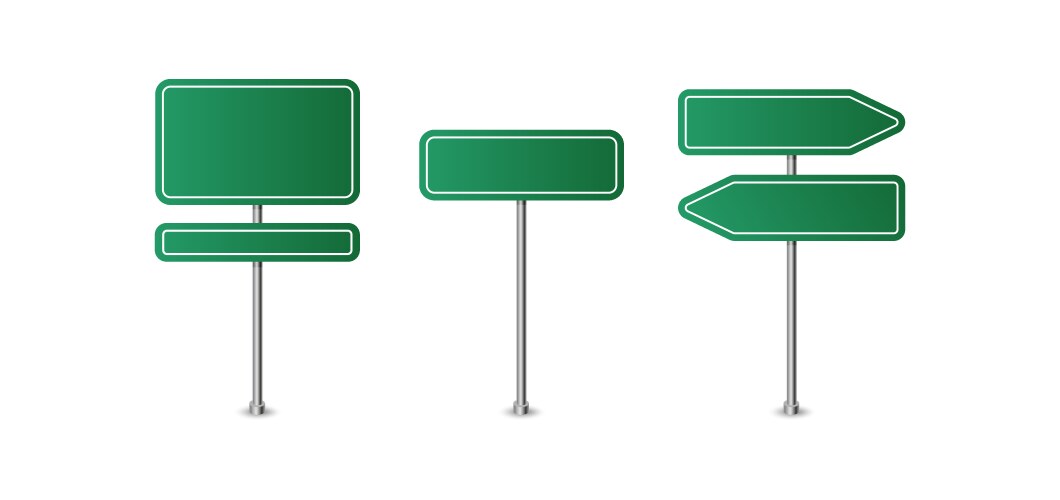 Realistic blank green street and road signs vector image