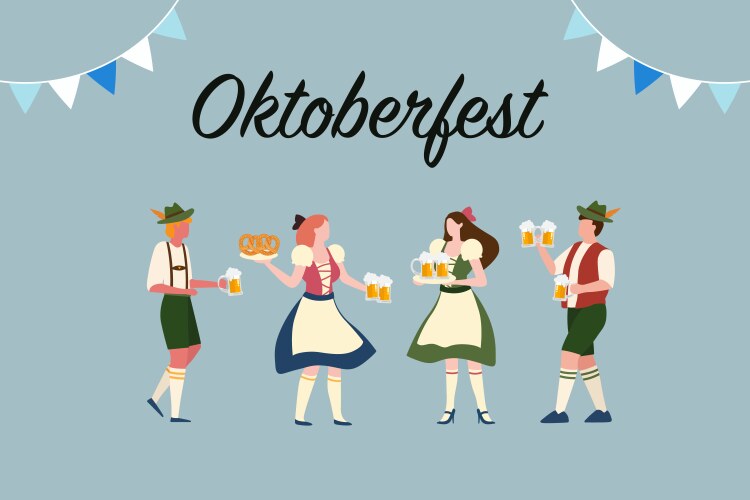 group of people attending oktoberfest party vector image