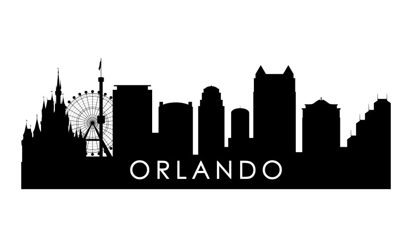 orlando skyline silhouette black city vector image