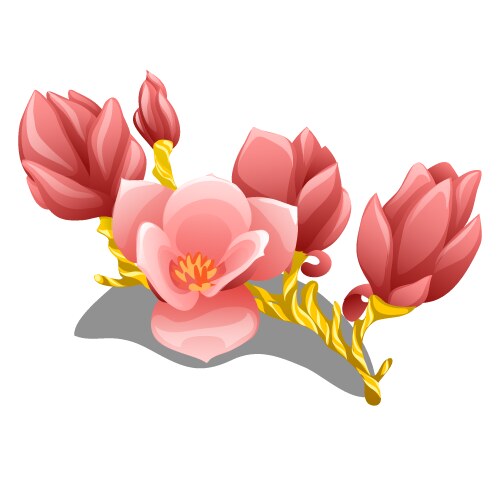 Graceful handmade flowering branch made of gold vector image