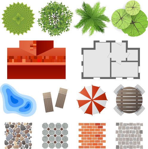 Landscape design set vector image