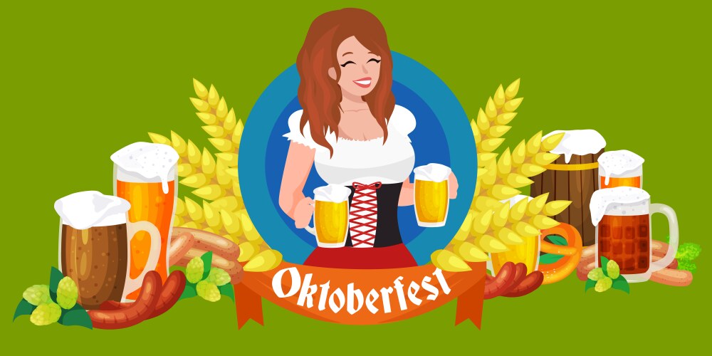 beer festival oktoberfest celebrations retro style vector image