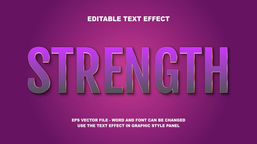 Editable text effect strength 3d template vector image