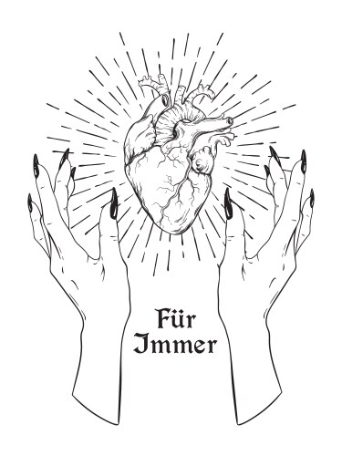 Human heart in graceful female hands isolated vector image