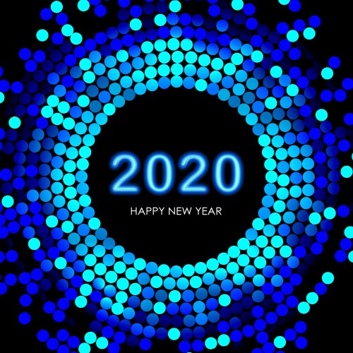 Neon new year date with mosaic vector image