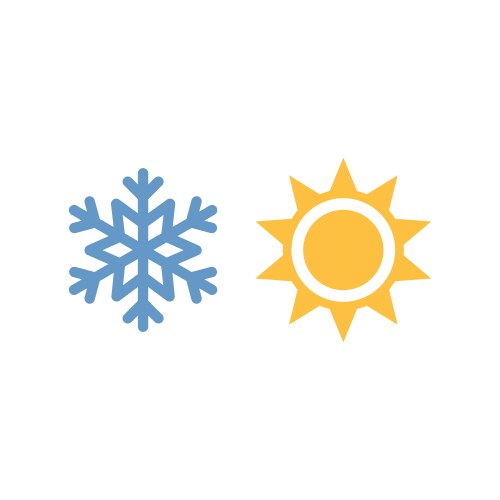 Sun and snowflake colorful icon vector image