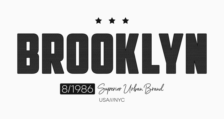 brooklyn slogan t-shirt design with knitted vector image