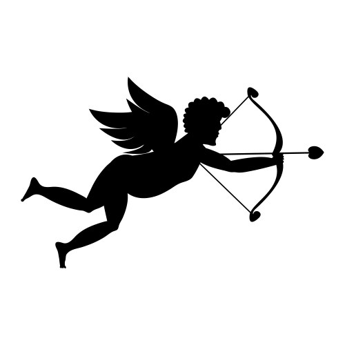 Cupid shooting silhouette vector image