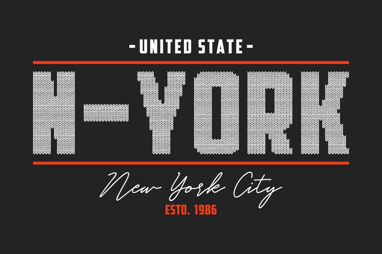 new york t-shirt design with knitted texture vector image