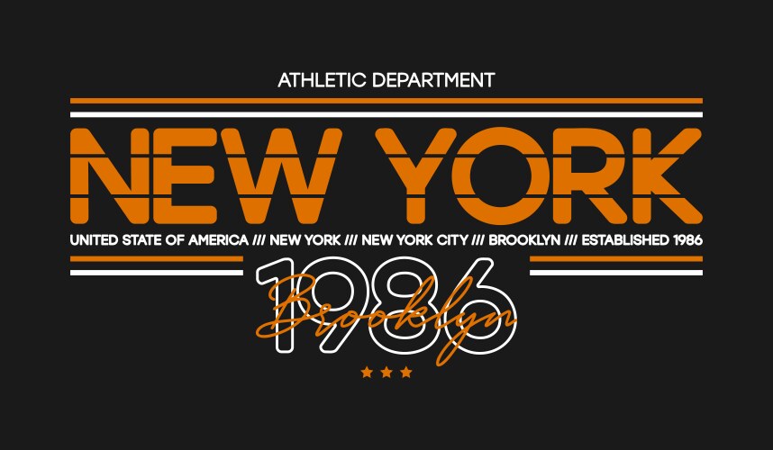 New york city athletic t-shirt design typography vector image