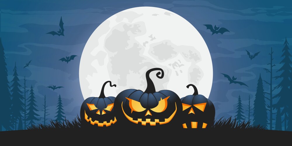 Scary halloween pumpkins vector image