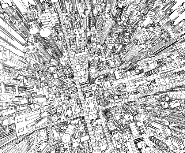 Futuristic city wireframe vector image