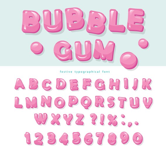 Bubble gum font design sweet abc letters vector image