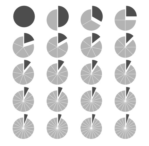 Fraction pie divided into slices fractions vector image