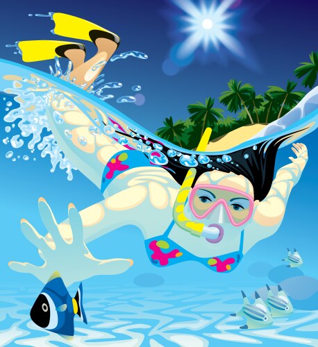 Diving girl vector image