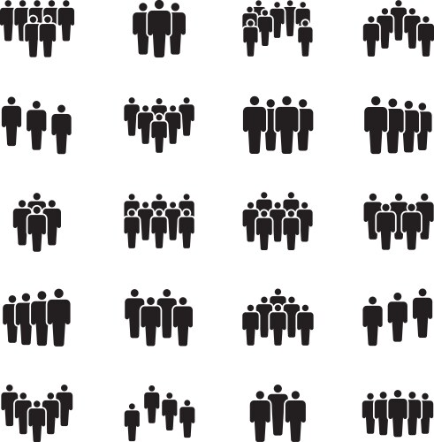 Human persons crowd black icons office vector image