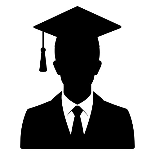 Silhouette of a male graduate vector image