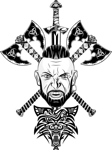 Viking totem wolf 0001 vector image